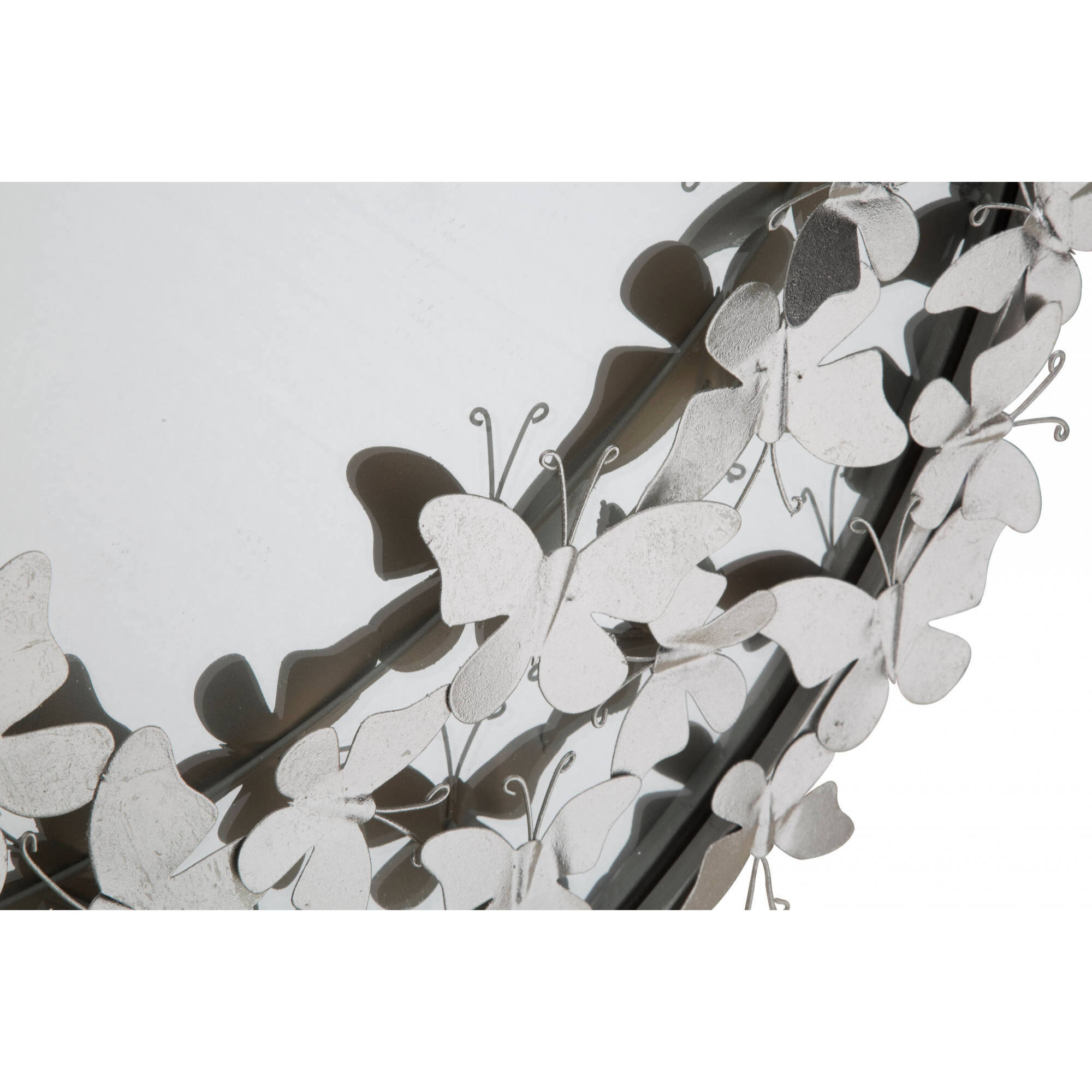 Specchio da parete, Ferro e Specchio, Colore Argento, Misure: 91 x 3 x 94 cm