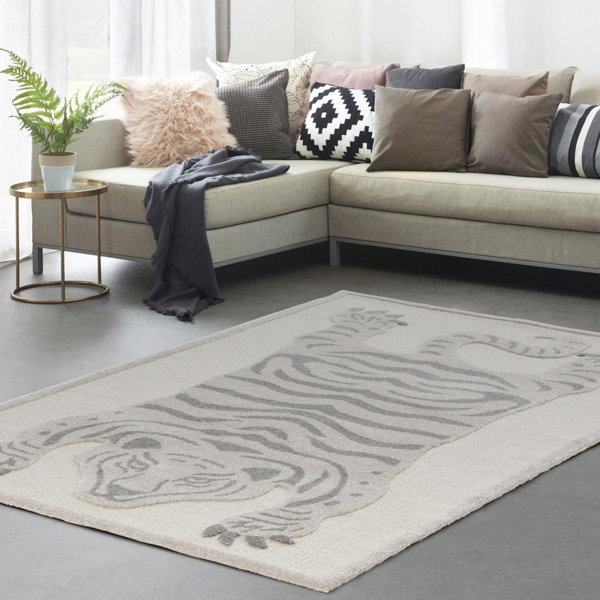 Tapis salon et chambre tissé motif animaux BOMI