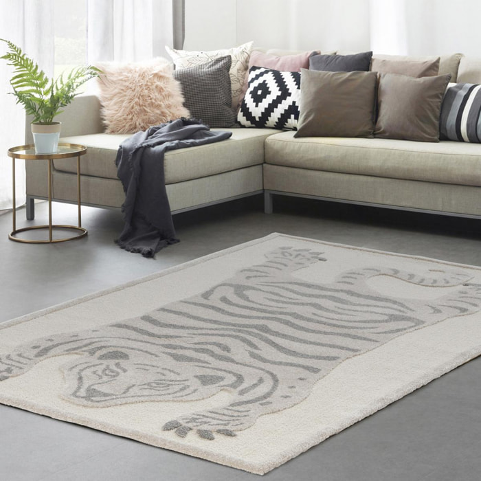 Tapis salon et chambre tissé motif animaux BOMI