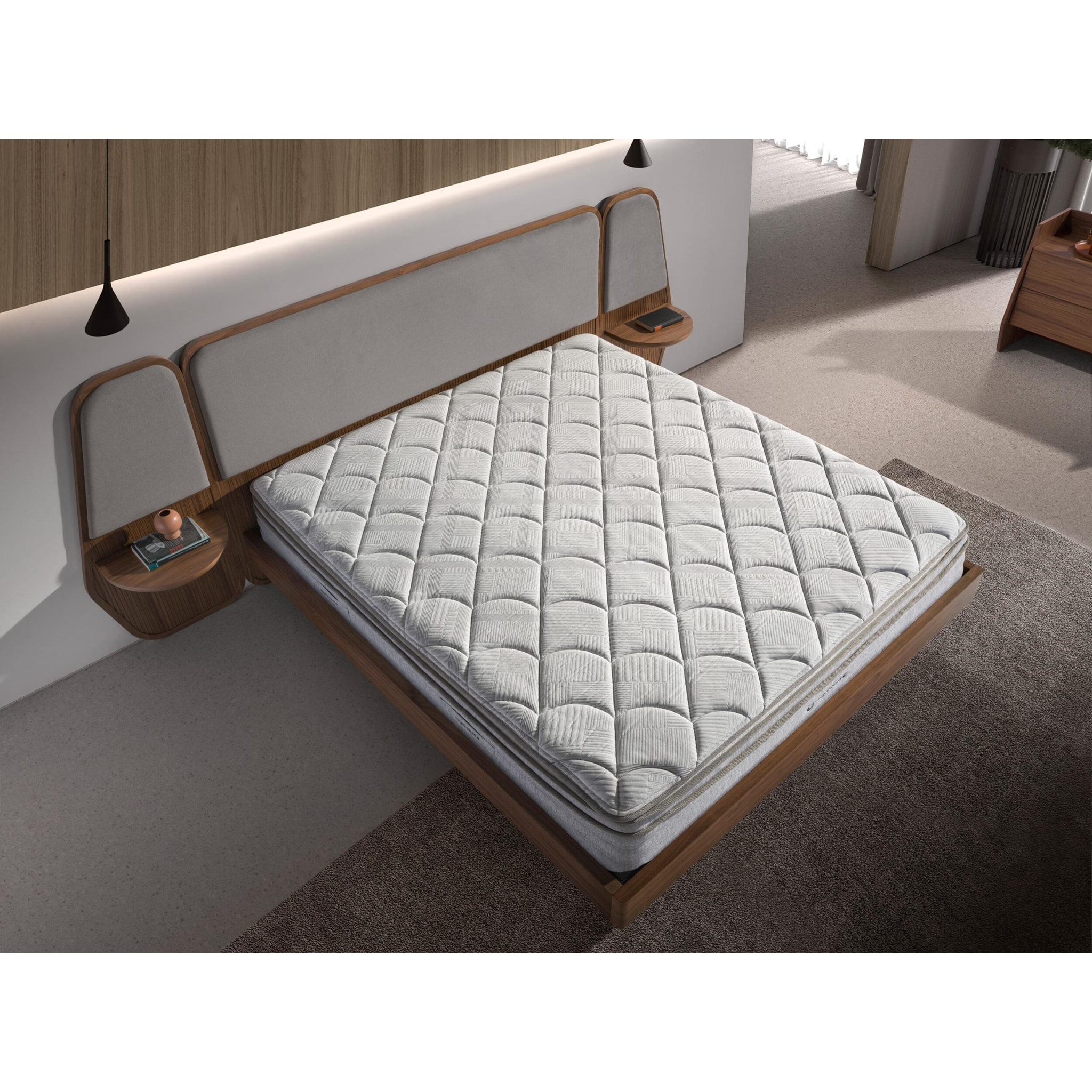 Colchón Angel Cerdá híbrido multicapa con muelles ensacados y viscoelástica Memory Foam de firmeza media Núcleo de muelles ensacados que se adapta Capa viscoelástica proporciona alivio de presión y una mayor ergonomía 180x200x27cm