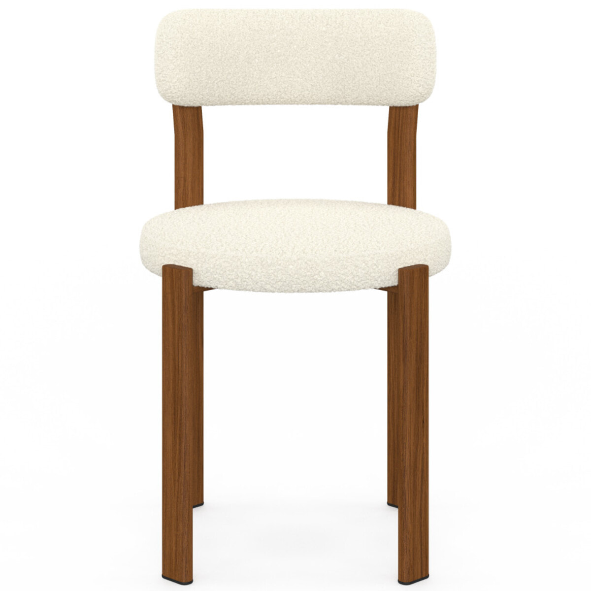 Chaises Ilona bouclette crème pieds effet noyer - lot de 4