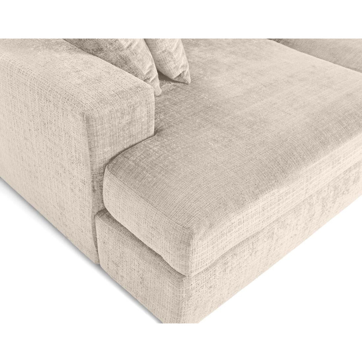 Collins - canapé droit 4 places avec double méridienne - assise profonde - en velours texturé - Beige