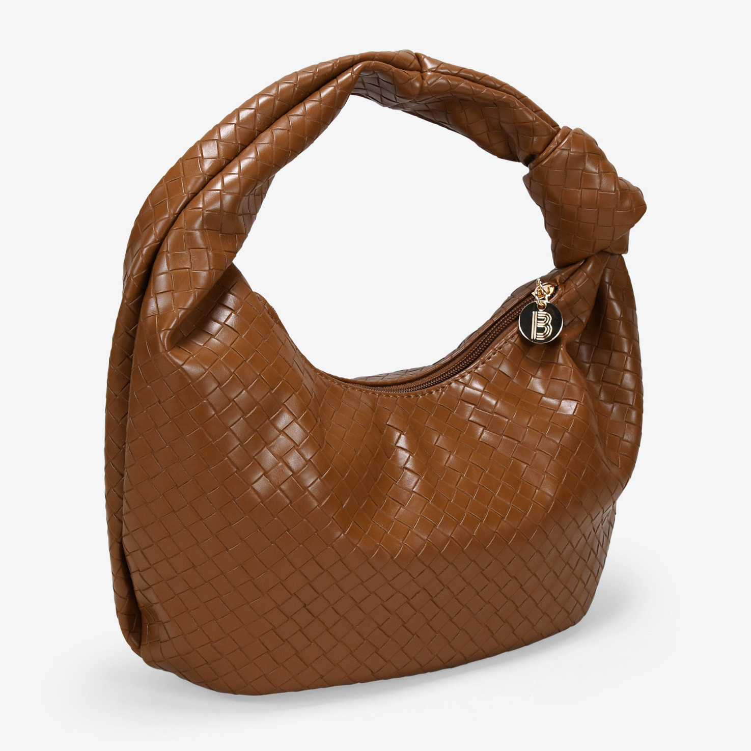 Bolso de hombro cuero trenzado con nudo