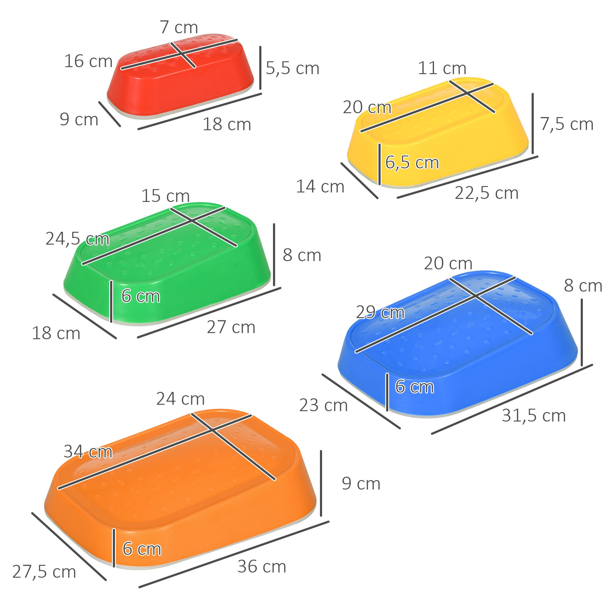 Piedras de Equilibrio para Niños de 3-8 Años Conjunto 5 Piedras de Cruce de Río para Entrenamiento de Equilibrio y Promover la Coordinación 36x27,5x31 cm Multicolor