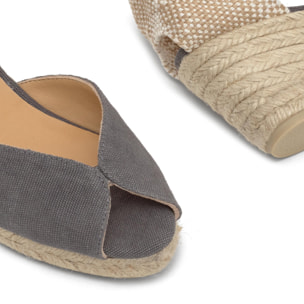 Sandalia de cuña Bianca estilo peep-toe en algodón orgánico lavado