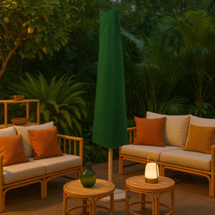 Fundas para paraguas 175x28x50cm en PEVA verde oscuro con ribete negro y bolsa de transporte