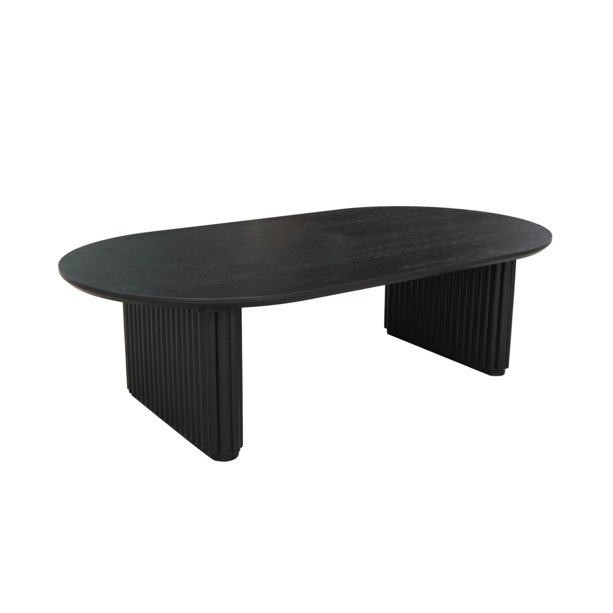 Table basse oblongue bois d'hévéa placage chêne noir - L 122 x P 65 x H 35 cm - Gabrielle