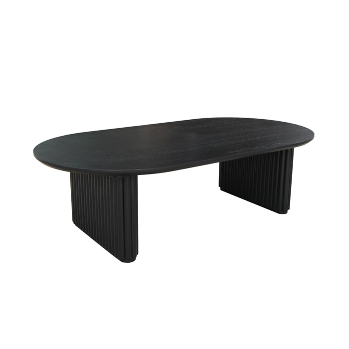 Table basse oblongue bois d'hévéa placage chêne noir - L 122 x P 65 x H 35 cm - Gabrielle
