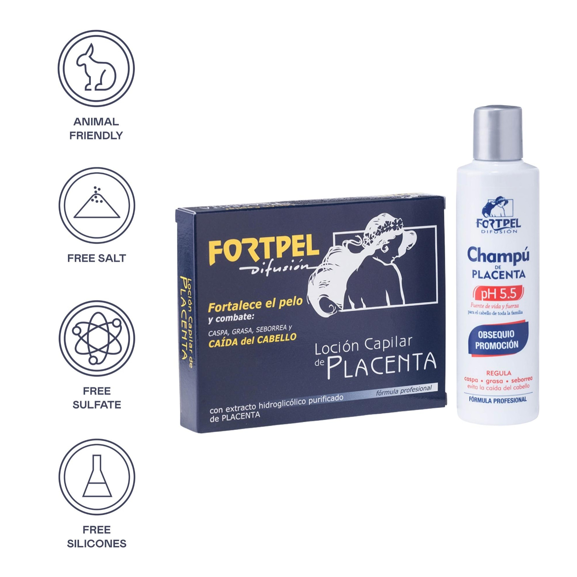 Valquer Pack 6 viales placenta 6x15 ml + Champú placenta 200 ml