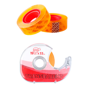 SET 2 pz NASTRO ADESIVO TRASPARENTE CON DISTRIBUTORE