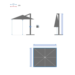 Toile de parasol droit "Galys" platine 4x3m en polyacrylique