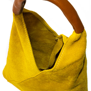 Aviano borsa mini shopper donna, per uso a mano. Pelle autentica Scamosciata.