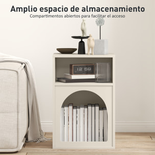 Mesita de Noche Moderna Mesilla de Noche Estrecha con 2 Compartimentos Abiertos Diseño en Forma de Arco Mesa Auxiliar para Salón Dormitorio 40x30x60 cm Verde