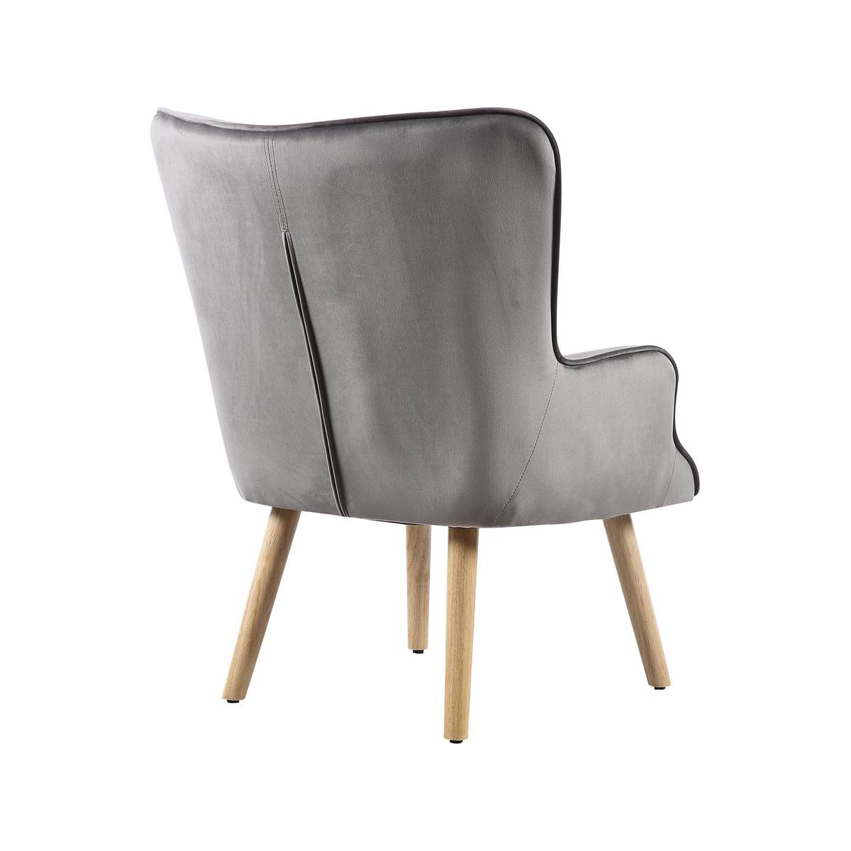 Fauteuil style scandinave velours "Odense" - 73 x 81 x 92.5 cm - 1 place - Gris