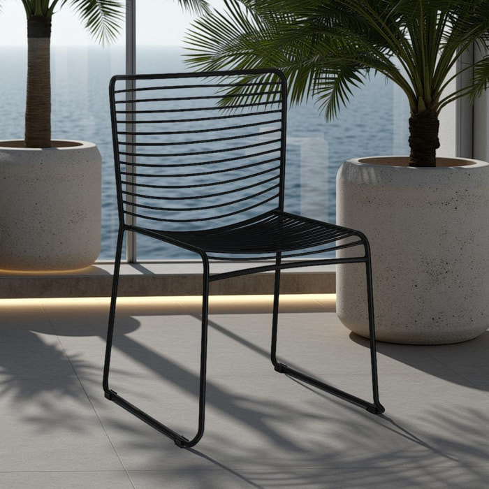 Tomasucci Lot 2 chaises d'intérieur/extérieur MARTHA NOIR