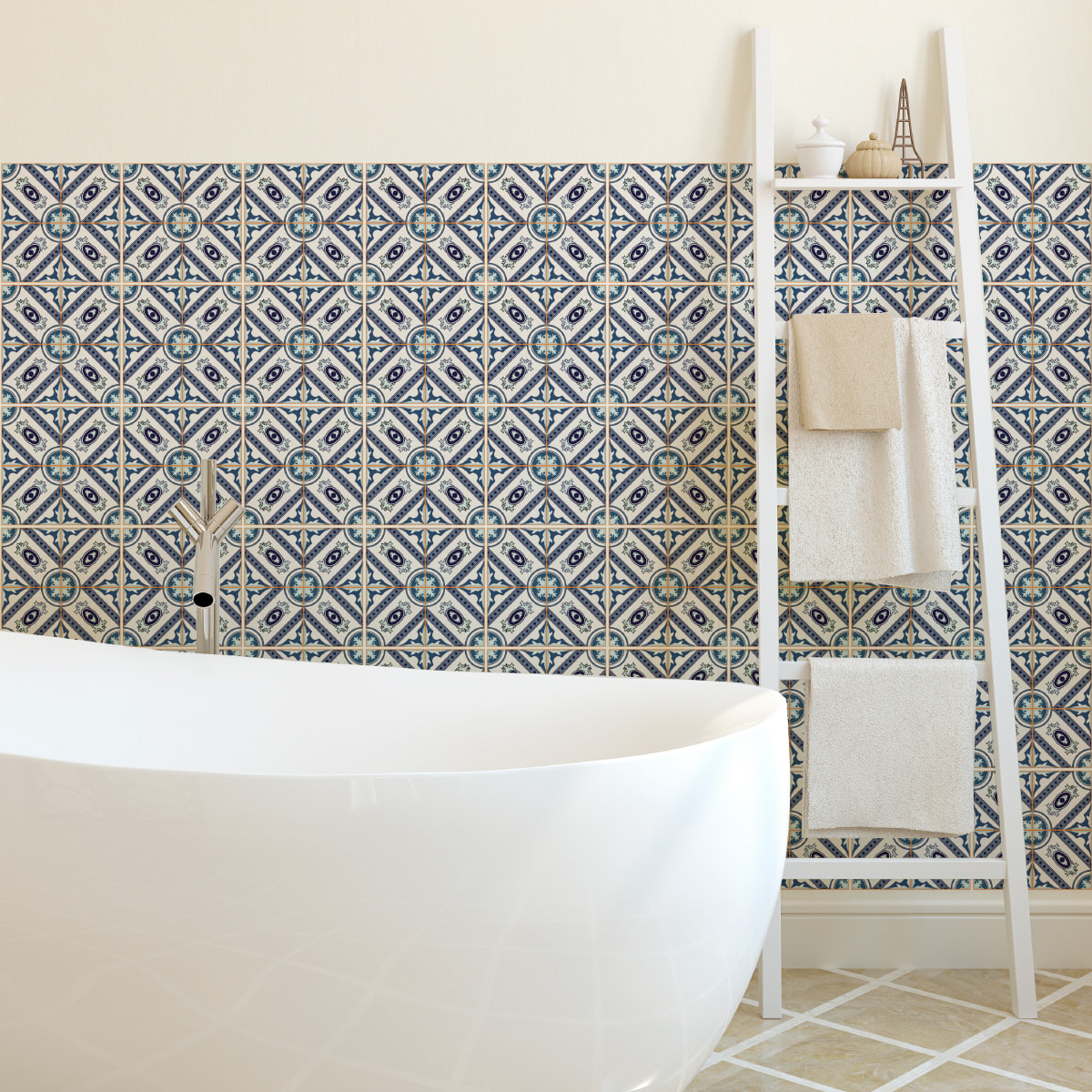 Stickers muraux - Sticker Mural Carrelage adhésif Cuisine Salle de Bain - 60 STICKERS CARRELAGES AZULEJOS BONARIA