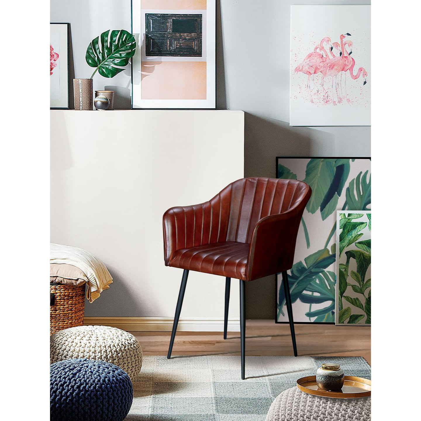 Sillón de Piel 54 Cm Estilo Industrial Vintage