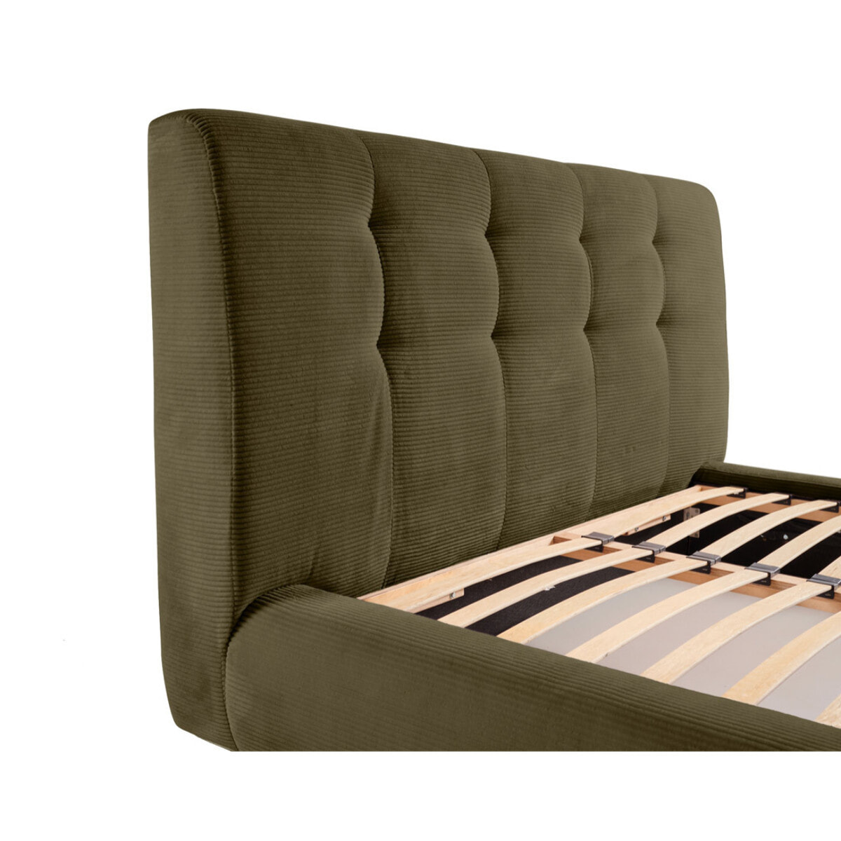 Onyx - lit coffre - 140x190 cm - en velours côtelé - sommier inclus - Vert