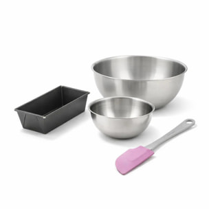 Set pâtisserie avec mini moule à cake, 2 bols à mixer et 1 spatule Zenker