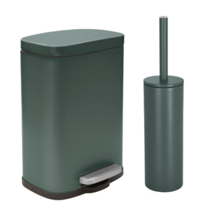 Set Poubelle à  pédale 5L & Brosse Wc AKIRA Vert Foncé mat Spirella