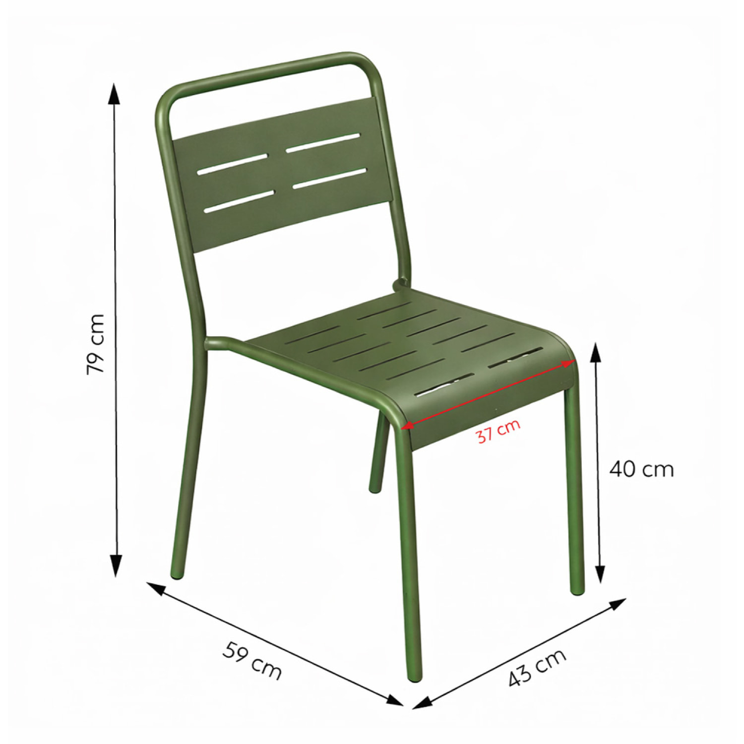 Ensemble table de jardin 160 cm et 6 chaises vert EVORA