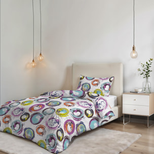 COPRIPIUMINO FANTASY, 100% Microfibra, No Stiro - CERCHI ASTRATTI