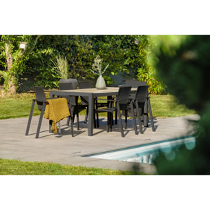 VENISE - Ensemble repas de jardin 6 places avec plateau céramique beige