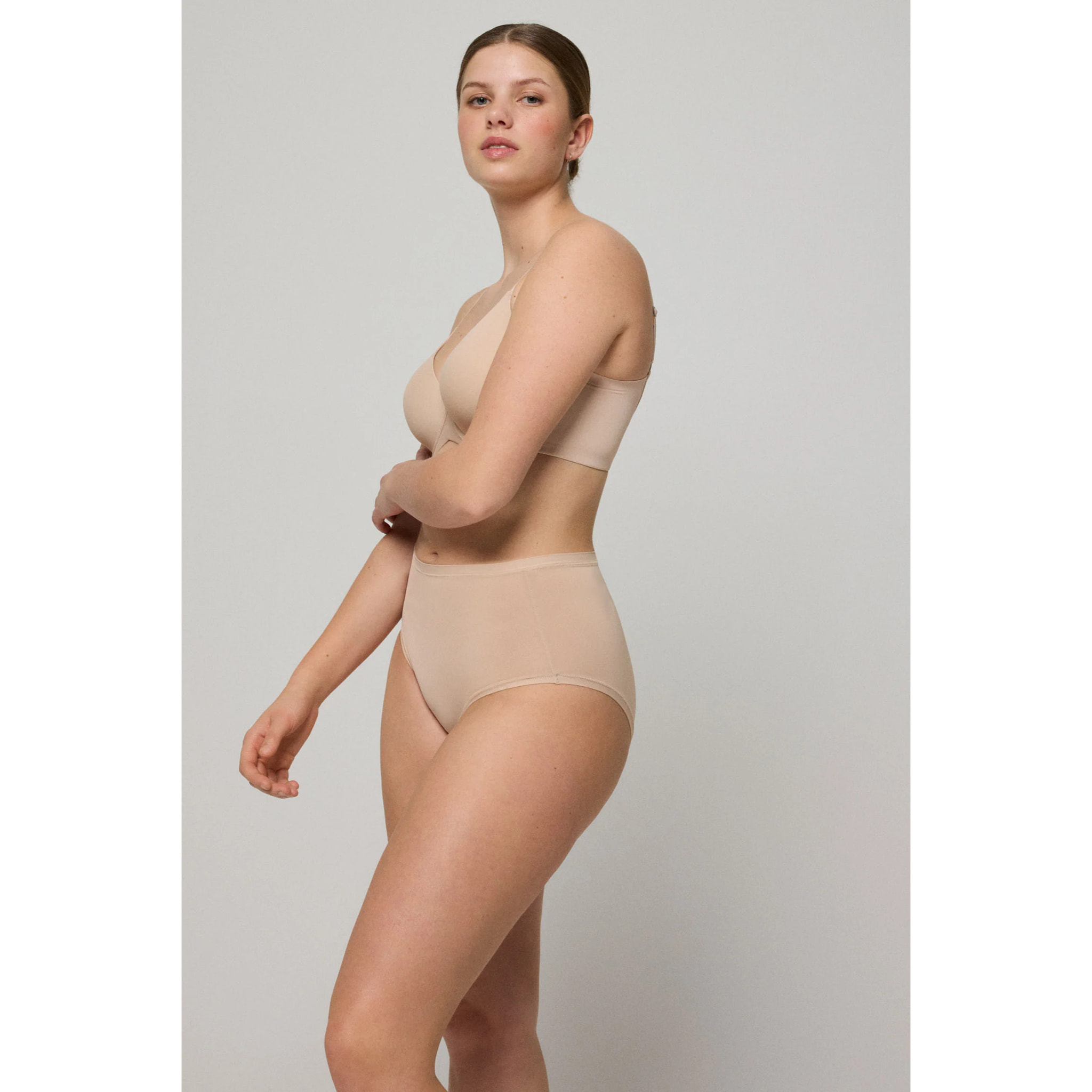 Confezione da 2 slip basico beige a vita alta