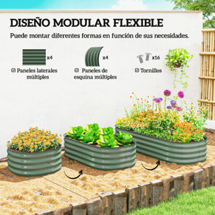 Jardinera Exterior Grande de Acero Galvanizado, Huerto Urbano para Cultivar Plantas, Macetero Exterior con Bordes de Seguridad, Fácil Montaje, Resistente a la Intemperie, 150x62x30 cm, Verde