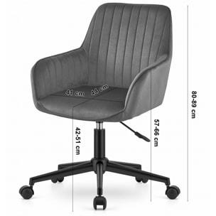 Sedia da ufficio Roxy in velluto grigio scuro