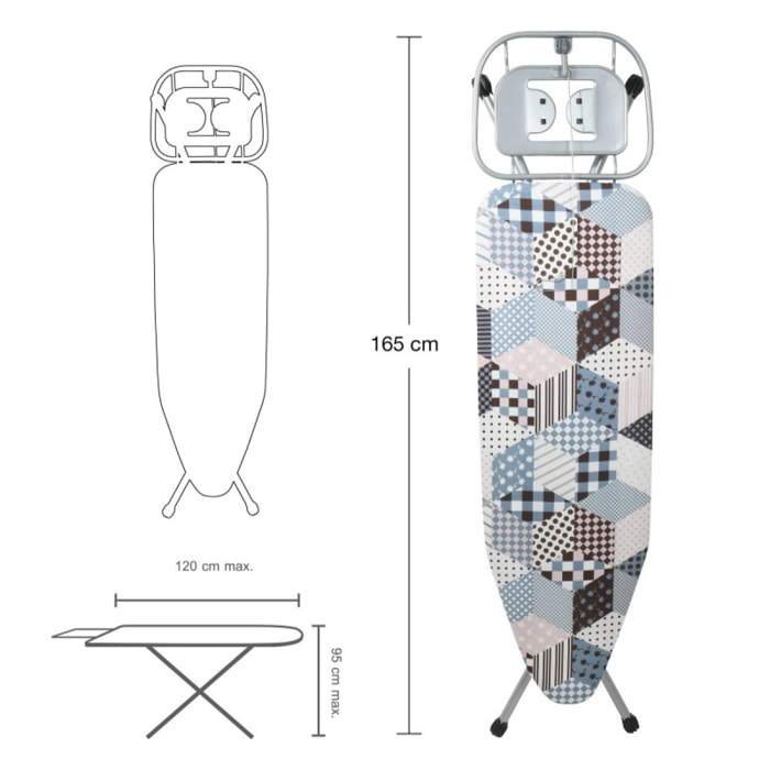 Table à repasser 165x38x95cm Haute qualité Spécial central vapeur MSV