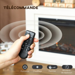 Cheminée électrique design LED multicolore grande taille 98 x 25 x 80 cm 2000W télécommande blanc