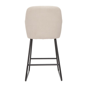 Tabourets de bar en tissu effet velours beige H65 cm (lot de 2) AMIKA