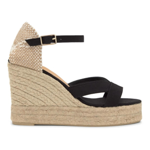 Sandalias de cuña de mujer Bruna en algodón orgánico con cierre de pulsera