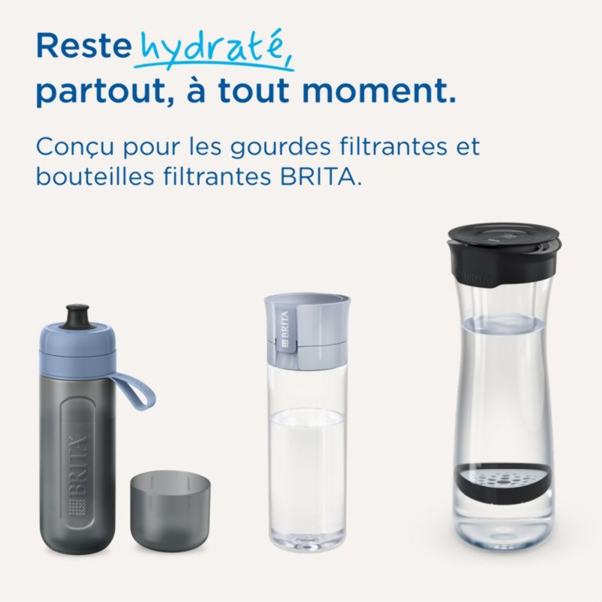 Gourde filtrante BRITA Fill & Serve blanc graphite + 1 filtre à eau MicroDisc