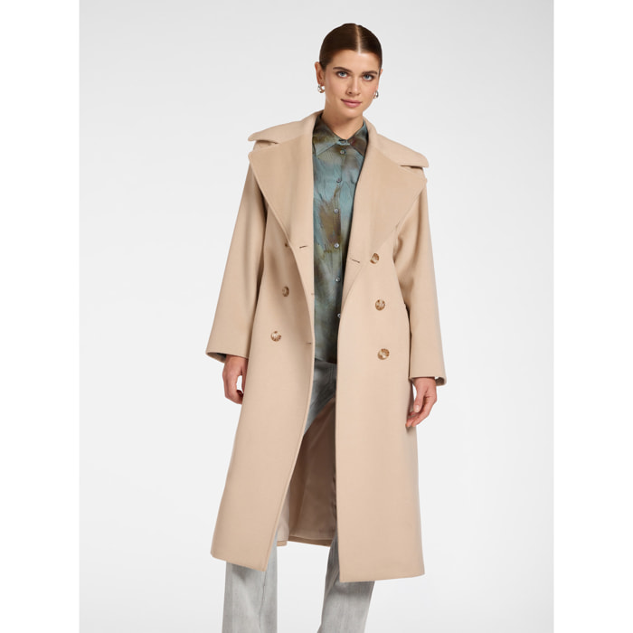 Elena Mirò - Cappotto doppiopetto in lana con cintura - Beige
