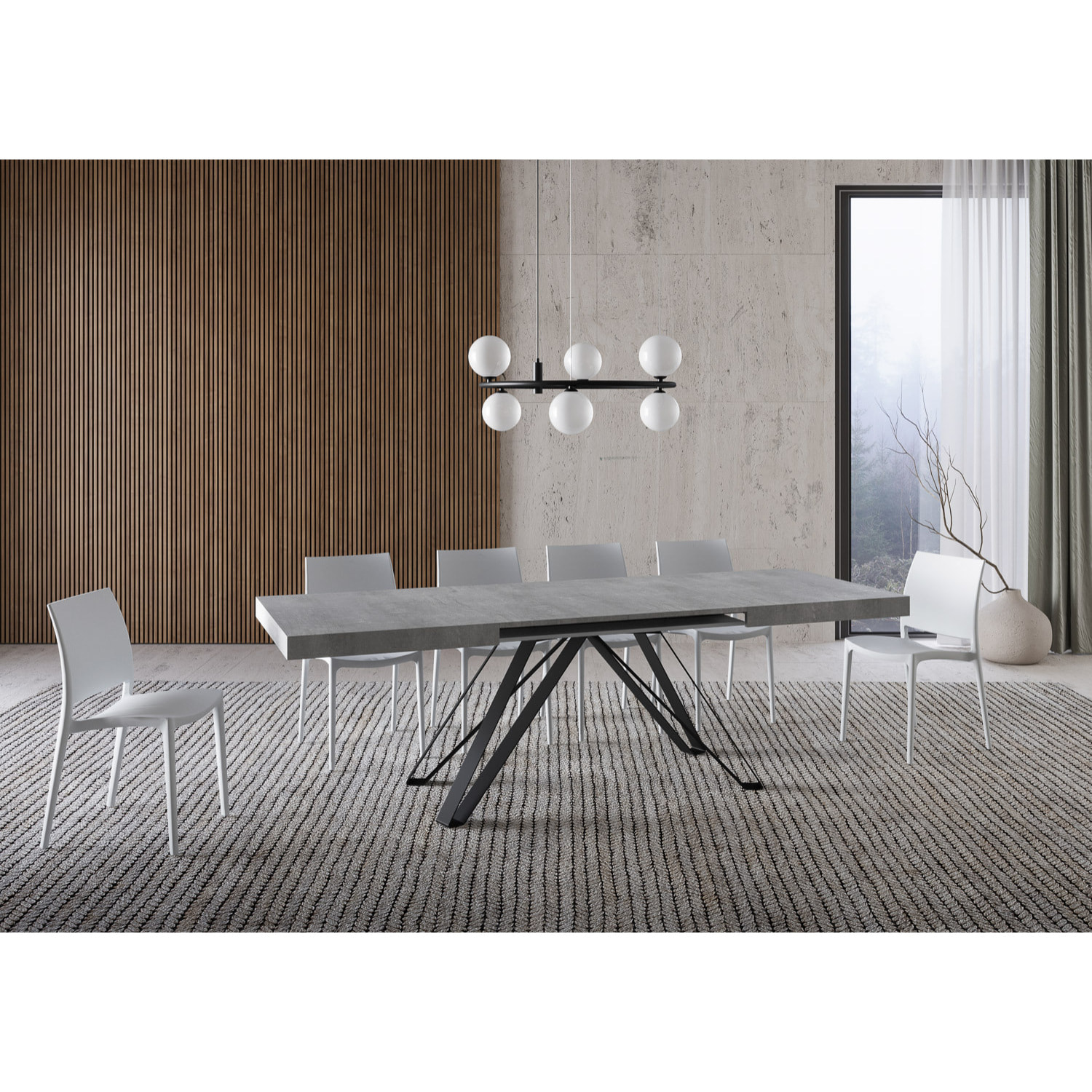 Mesa extensible 90x160/420 cm Terium cemento patas antracita