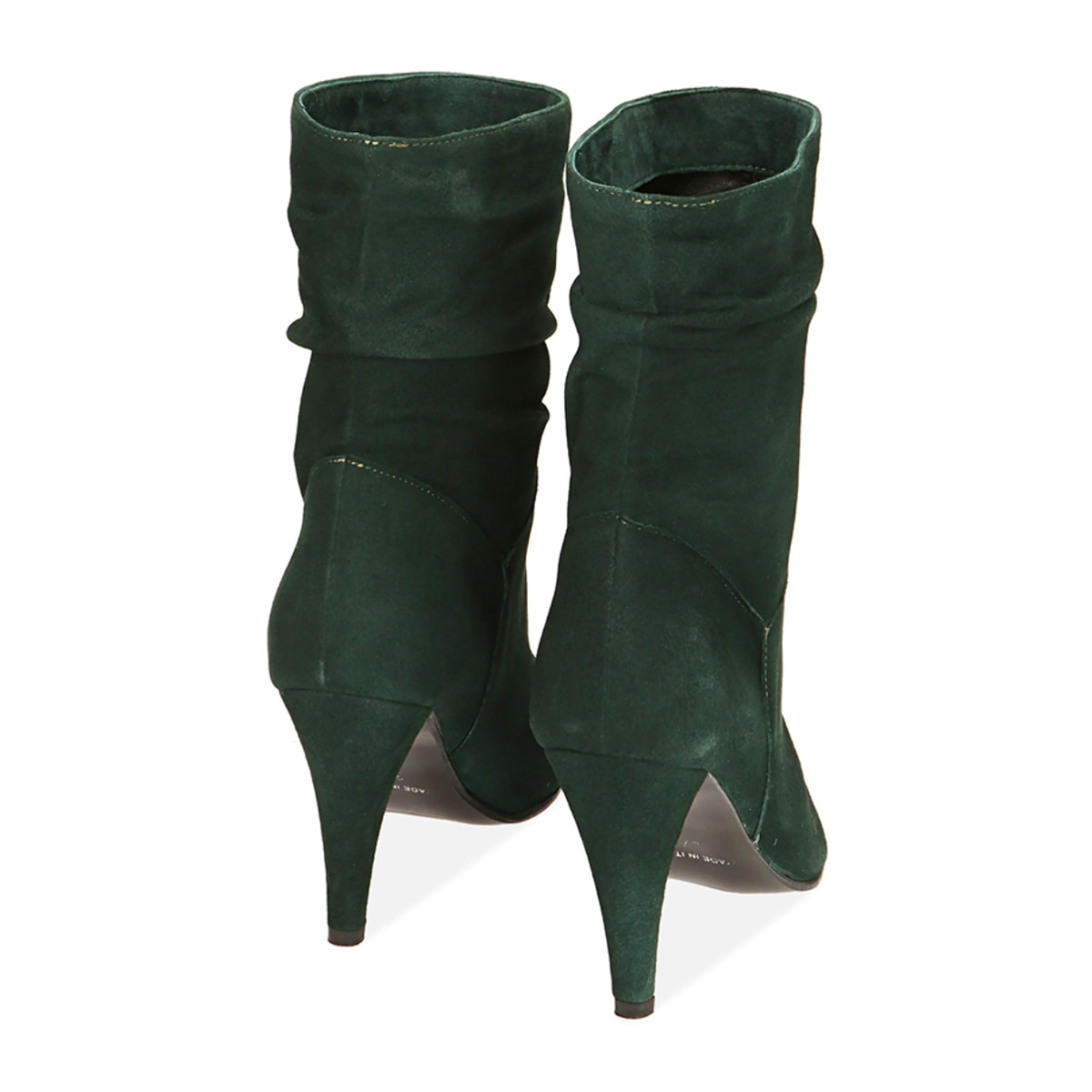 Ankle boots verdi in camoscio, tacco 10 cm