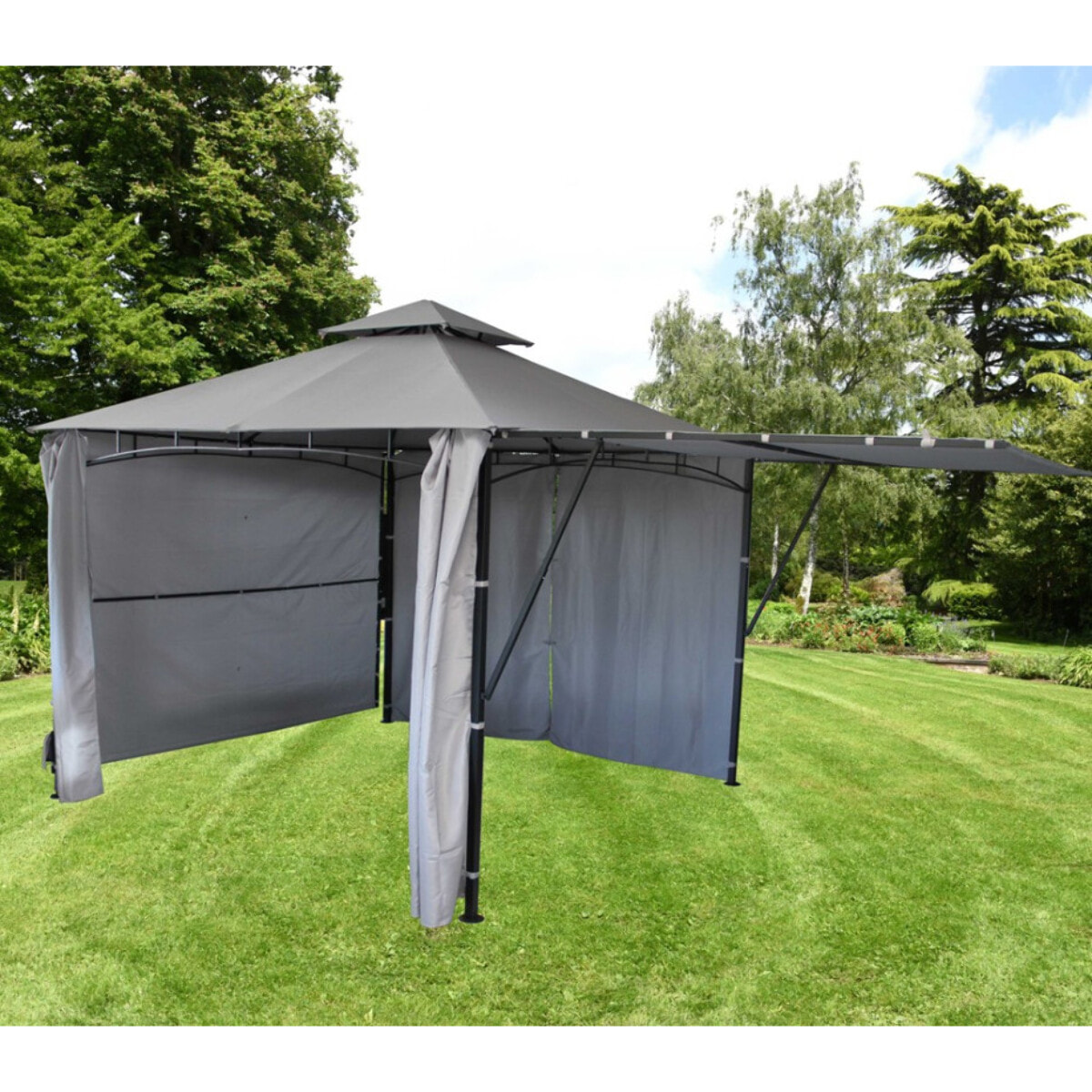 Tonnelle 3x3m - acier - gris anthracite - MERIDA