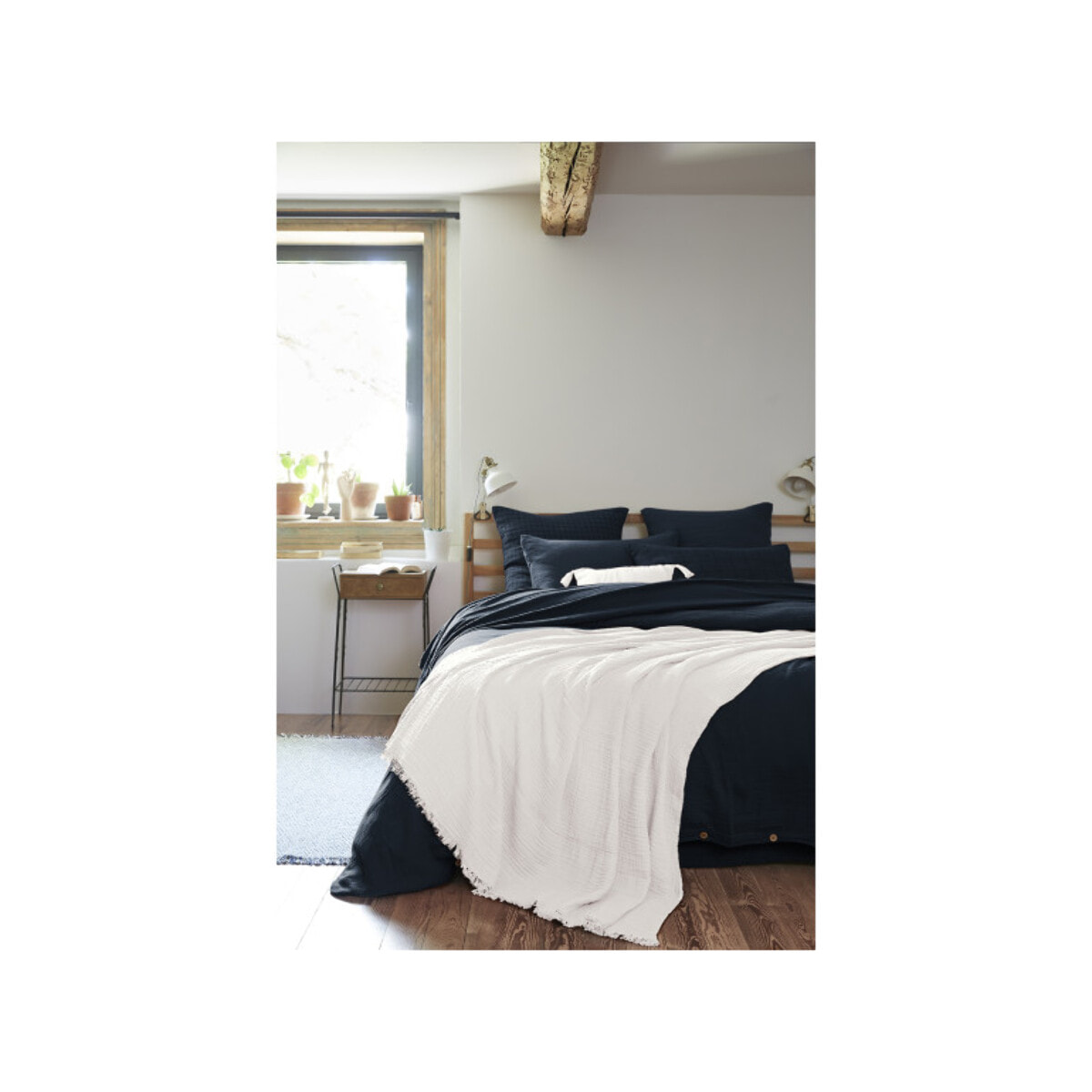 Plaid 130x160 cm en gaze de coton avec franges - GAIA