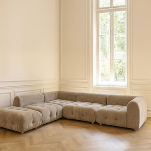 Canapé 5 places en velours beige TWIGGY