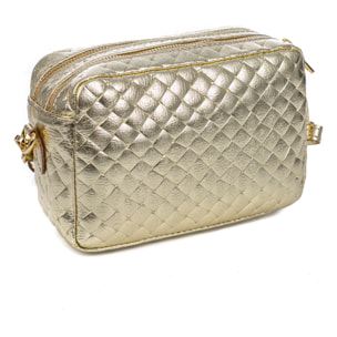 Degna bolso bandolera mujer. Piel auténtica Gamuza con grabado entrelazado y lacada brillante.