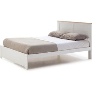 Lit adulte avec tête de lit en bois - NEVEA