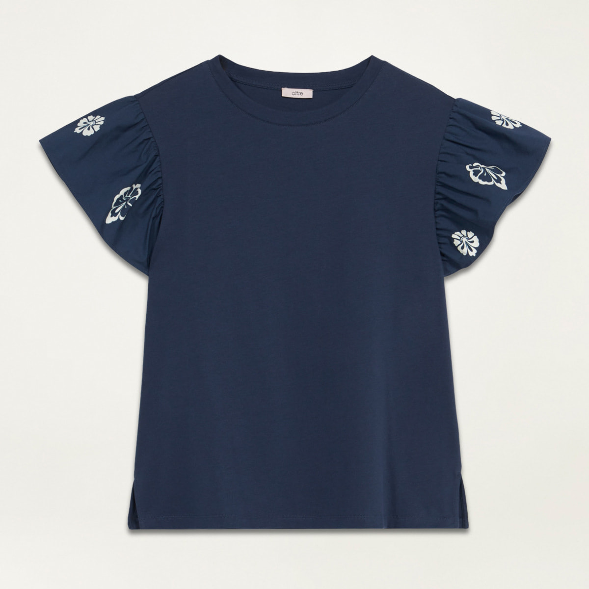 Oltre - Camiseta con mangas con estampado - Azul