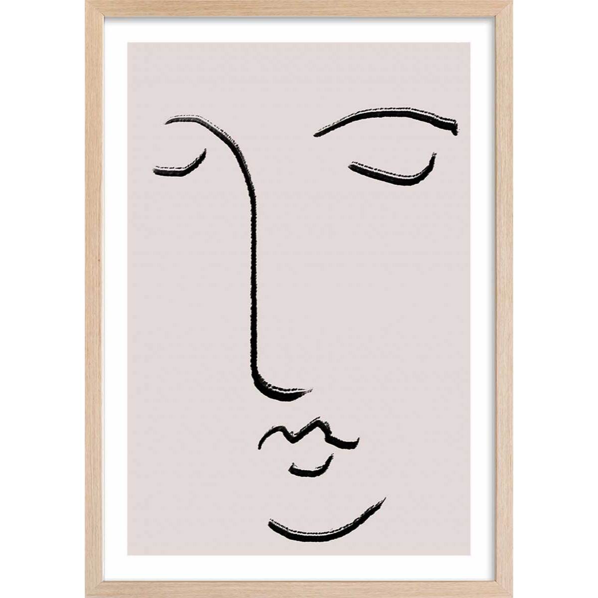 Affiche Simple Ligne No1 Affiche + cadre en bois - Chêne