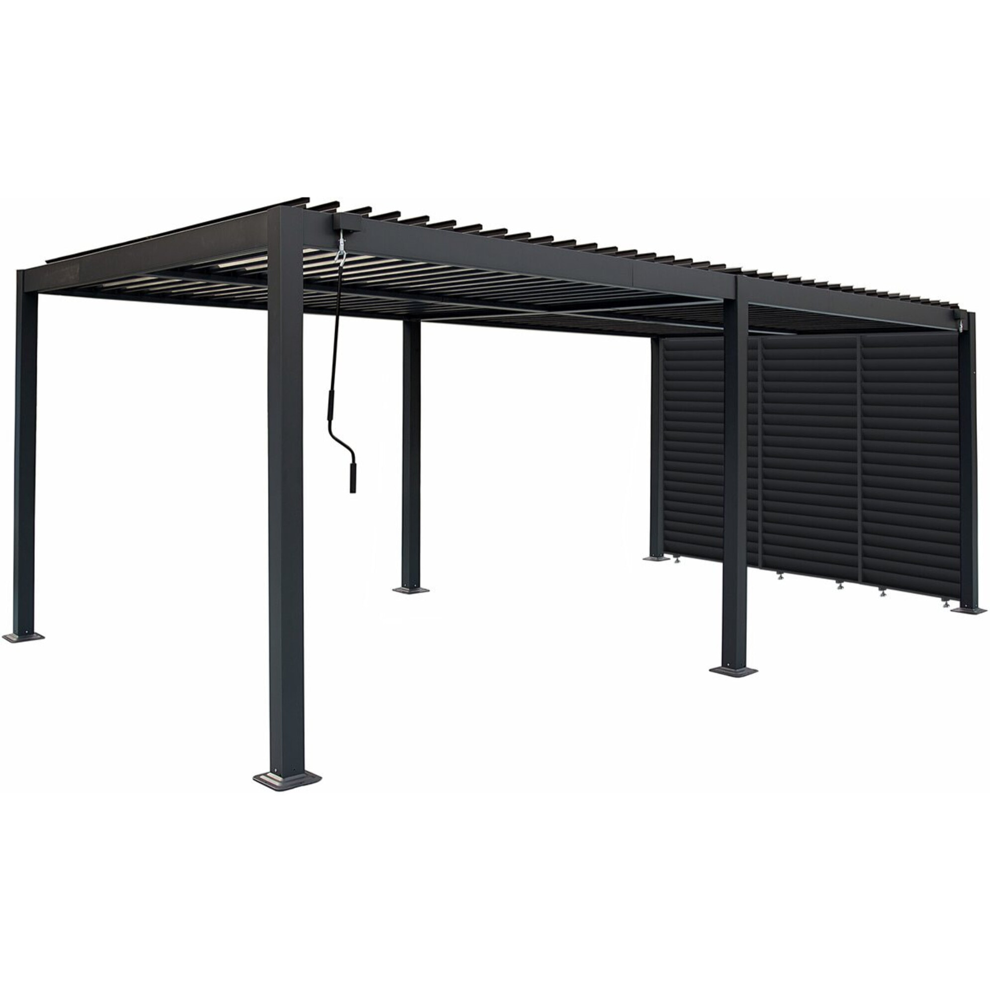 Pergola bioclimatique avec rideau en aluminium "Kensington" - 3 x 6 m - Gris