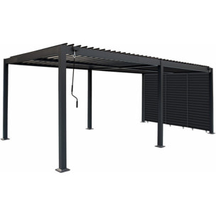 Pergola bioclimatique avec rideau en aluminium "Kensington" - 3 x 6 m - Gris