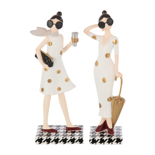 J-Line figurine Dame Pied-De-Poule - polyrésine - mix - 2 pcs