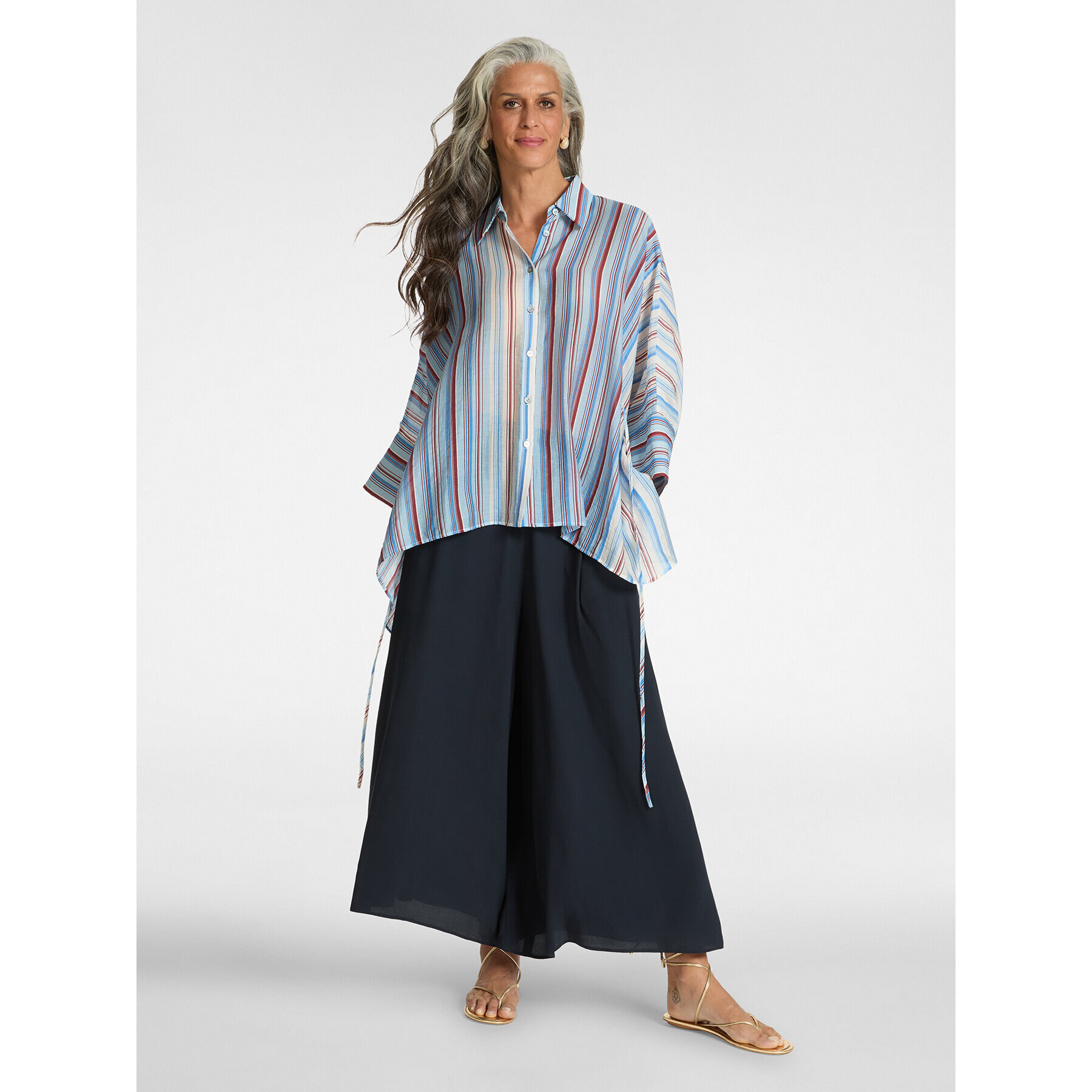 Elena Mirò - Pantalones palazzo de viscosa - Azul