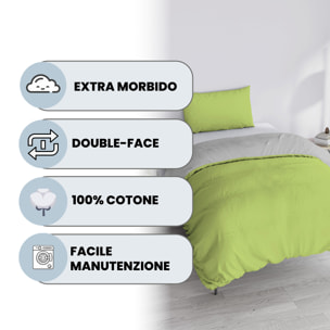 PARURE COPRIPIUMINO NATURAL COLOR PIAZZA E MEZZA - 100% COTONE MADE IN ITALY